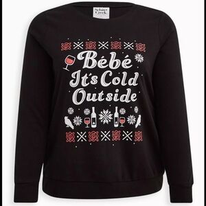 Torrid - Schitt's Creek Sweatshirt - Cozy Fleece Bebe It's Cold Outside Black 3X